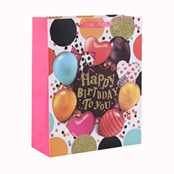 Custom Various Sizes 4C Printing Birthday Gift Paper Bag with 4 Designs Assorted