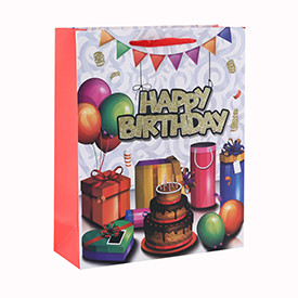 Custom Various Sizes 4C Printing Birthday Gift Paper Bag with 4 Designs Assorted