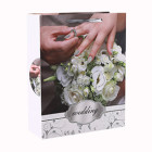 White Cardboard Flower Romantic Style Glitter Gift Paper Bag with 4 Designs Assorted