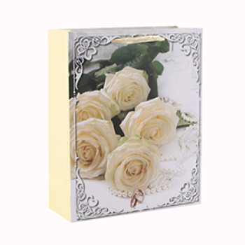 Wedding Custom Printed Flower Pattern Various Sizes Paper Gift Bag with 4 Designs Assorted