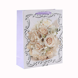 Wedding Custom Printed Flower Pattern Various Sizes Paper Gift Bag with 4 Designs Assorted