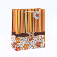 Custom Printed Everyday Packaging Paper Bag with Hang Tag with 4 Designs Assorted