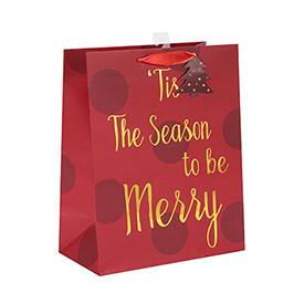2018 Christmas Gift Recyclable Custom Printed Paper Gift Bag with Hang Tag with Different Size