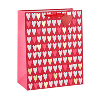 Hot stamping happy Valentine's Day 3D heart gift bags with 2 designs assorted