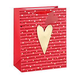 Hot stamping happy Valentine's Day 3D heart gift bags with 2 designs assorted