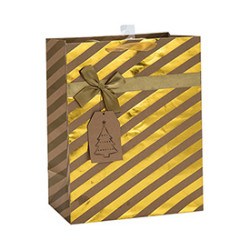 Portable Christmas Gift Packing Beautiful Printing Paper Bag with Different Size with 2 Designs Assorted