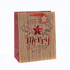 Portable Christmas Gift Packing Beautiful Printing Paper Bag with Different Size with 2 Designs Assorted