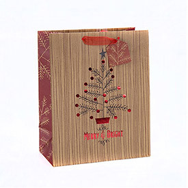 Portable Christmas Gift Packing Beautiful Printing Paper Bag with Different Size with 2 Designs Assorted