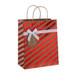 High Quality Decorative Hot Stamping Christmas Brown Kraft Paper Gift Bags