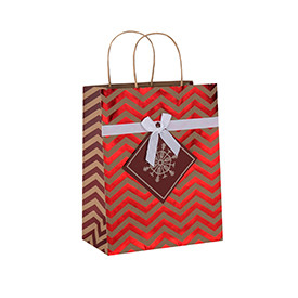 High Quality Decorative Hot Stamping Christmas Brown Kraft Paper Gift Bags