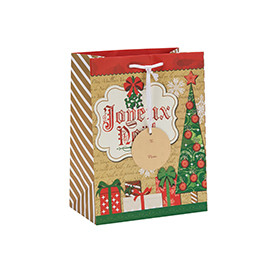 Wholesale Custom Offset Printing Merry Christmas Gift Bags with Paper Tags