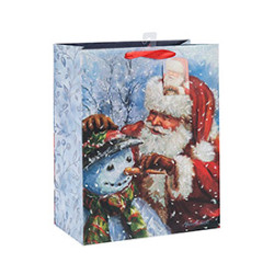 2018 Christmas Fancy Design Crafts Printed Paper Bag  with Different Size with 3 Designs