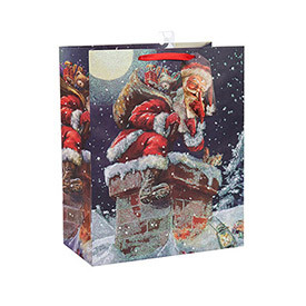 2018 Christmas Fancy Design Crafts Printed Paper Bag  with Different Size with 3 Designs
