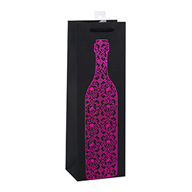 Wholesale Hot Stamping Single Bottle Packing Black Cardboard Wine Paper Bags