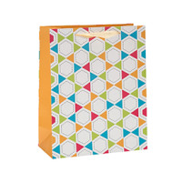 Geometric Figure Design Foldable Ribbon Handle Gift Paper Bags