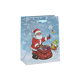 Fashion Custom Printing Craft Christmas Paper Gift Bags with 3 Designs Assorted