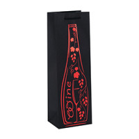 Custom Logo Printed Black Cardboard Wine Packaging Paper Bags with Hot Stamping