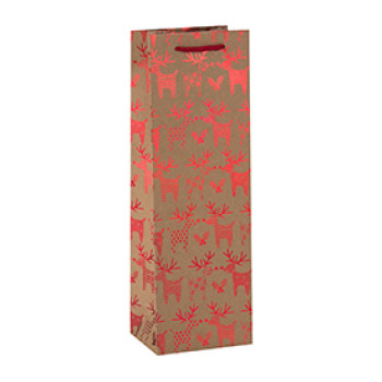 Wholesale Custom Size Handled Elegant Packaging Single Wine Bottle Kraft Paper Bags