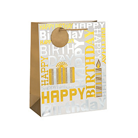 Luxury Hot Stamping Birthday Gift Paper Bag with Rope Handle
