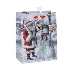 Lovely Christmas Fancy Design Printed Decoration Gift Paper Bag with 3 Designs Assorted