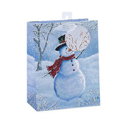 Snowman Decorative Printed Christmas Gift Paper Bag with 3 Designs Assorted