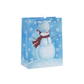 Snowman Decorative Printed Christmas Gift Paper Bag with 3 Designs Assorted