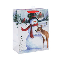 Fashion Glitter Christmas Snowman Gift Paper Bags with 4 Designs Assorted