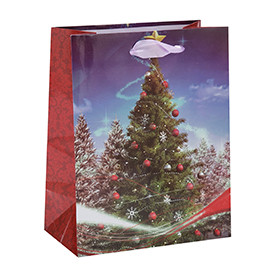 Custom Printed Premium Seasonal Christmas Paper Packing Bag with 4 Designs Assorted