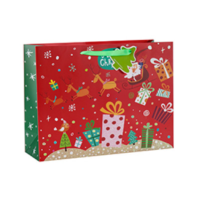 Luxury Merry Christmas paper gift bag with 4 designs assorted