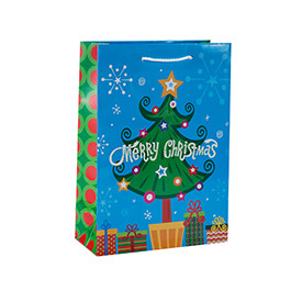 Lovely offset printed Christmas gift packing bag with 4 designs assorted