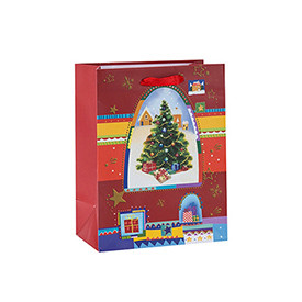 Paper Bag Custom Print Gift Bag Factory Price Christmas Paper Bag with 2 Designs Assorted
