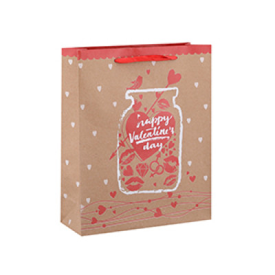 High Quality New Design Boutique Valentine's Day Paper Gift Bags with 4 Designs Assorted