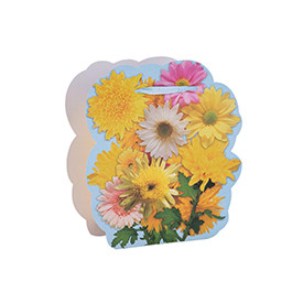 Fancy Design Flower Print Paper Bags with Your Own Logo with 4 Designs Assorted