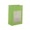 Orange And Green Fabric Effect Paper Gift Bags Shopping Gift Bags With Clear PVC Window