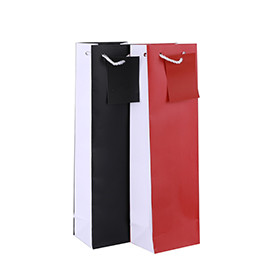 Classic&Popular Solid Colors Red and Black Wine Gift Bags With PP Tied Ropes and Rectangular Hangtag