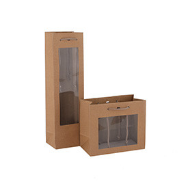 Natural Color Brown Kraft Paper Bags Premium Quality Bags With Clear PVC Windows