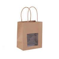 Wine Bottle Gift Bag Nature Color Kraft Paper Bag with PVC window and twisted paper handles