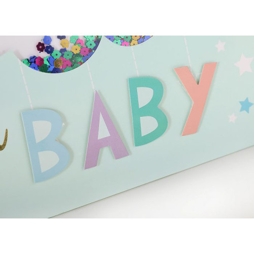 Baby Everyday White Card Paper Bag With Shaker Window, 3D, Hot Foil Stamping and Confetti
