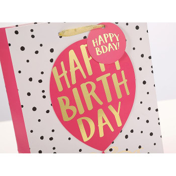 Happy Birthday Custom Paper Bags With Hot Foil Stamping