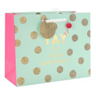 Birthday gift Bag with hot foil stamping, glitter and 1 pom ball