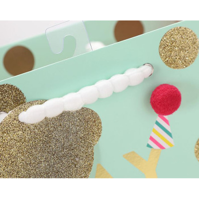 Birthday gift Bag with hot foil stamping, glitter and 1 pom ball