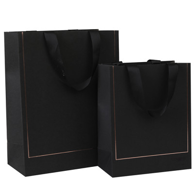 Black card paper bag with hot foil stamping on both sides
