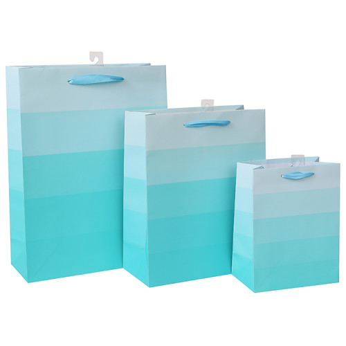White Card Paper Bag With Mint Green Gradient