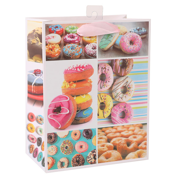 Donuts White card paper bag with 3D and glitter