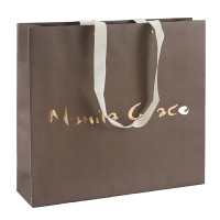 Customized Manila Grace Paper Shopping Bags Recycled White Kraft Paper With Embossed And Gold foil