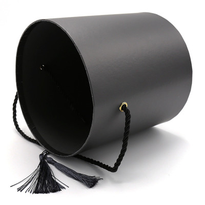 Cylindrical Packaging Box For Flowers Posy Box With Handles and Tassel Hanging