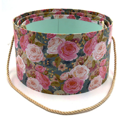 Luxury Cylindrical Packaging Flower Paper Box With Lid Set/3 (S/M/L)