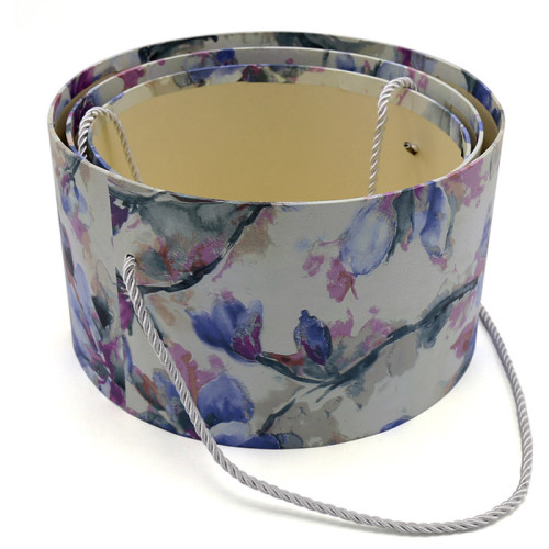 Vintage Cylindrical Gift Packaging Flower Paper Box With Lid Set/3 sizes (watercolor).