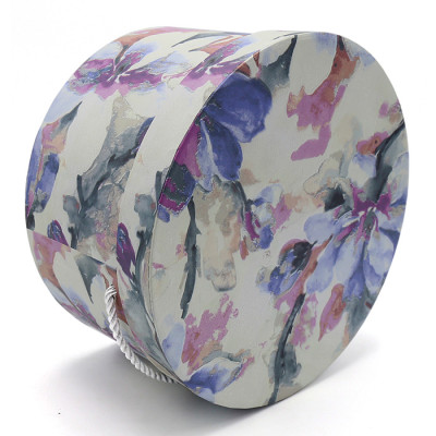 Vintage Cylindrical Gift Packaging Flower Paper Box With Lid Set/3 sizes (watercolor).