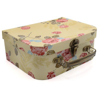 Floral Designer Collection Paperboard Decoration Storage Paperboard Suitcases Set/3 With Antique Brass Handles and Clasp